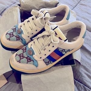 EUC - Gucci Women's Screener sneaker with crystals Retail $1100 + with tax